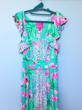 Lilly Pulitzer Cristal Maxi Dress - Aqua Al Fresco - Isn’t She Lovely, Medium